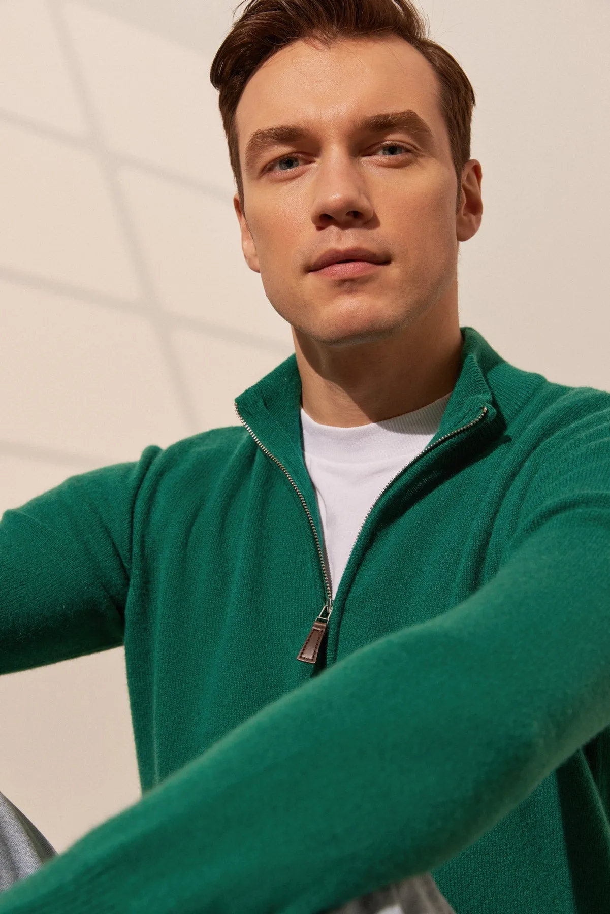 Green Pure Cashmere Men's Sweater