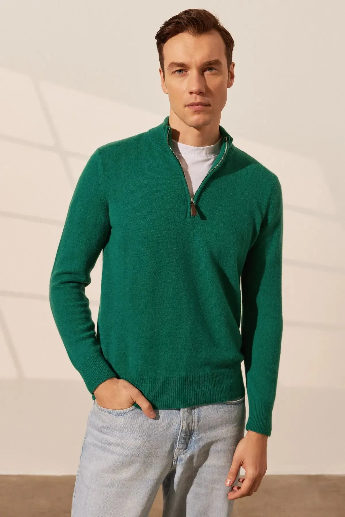 Green Pure Cashmere Men's Sweater