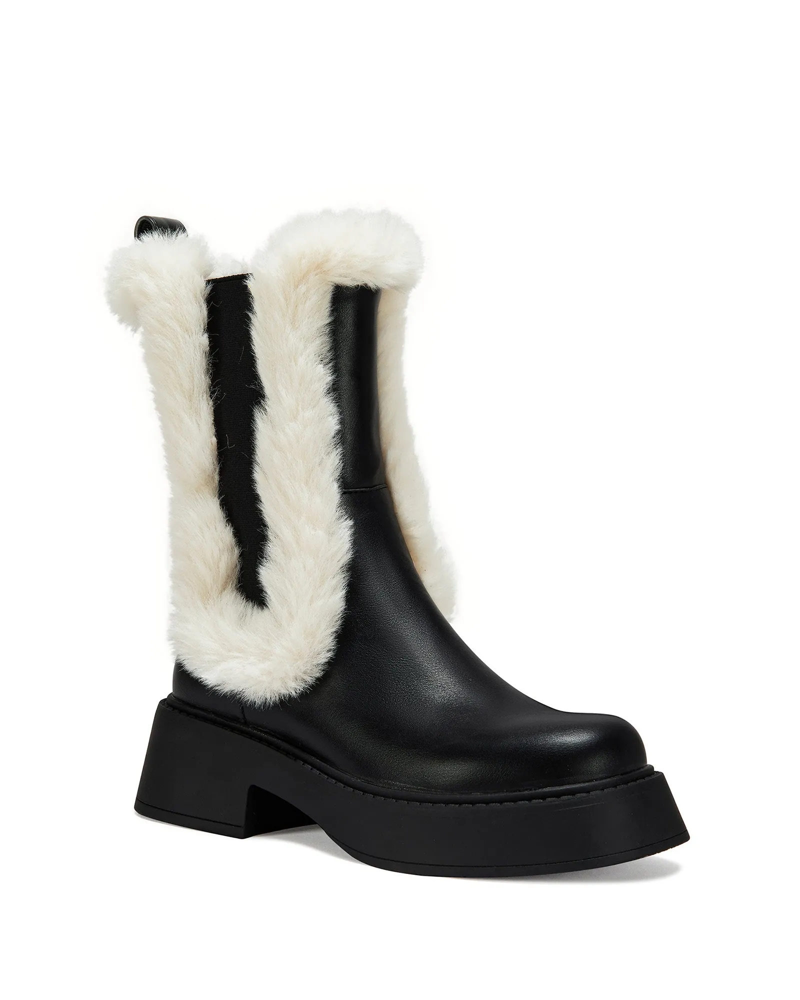 HEARTTHROB-BLACK FLUFFY CHELSEA BOOTIE