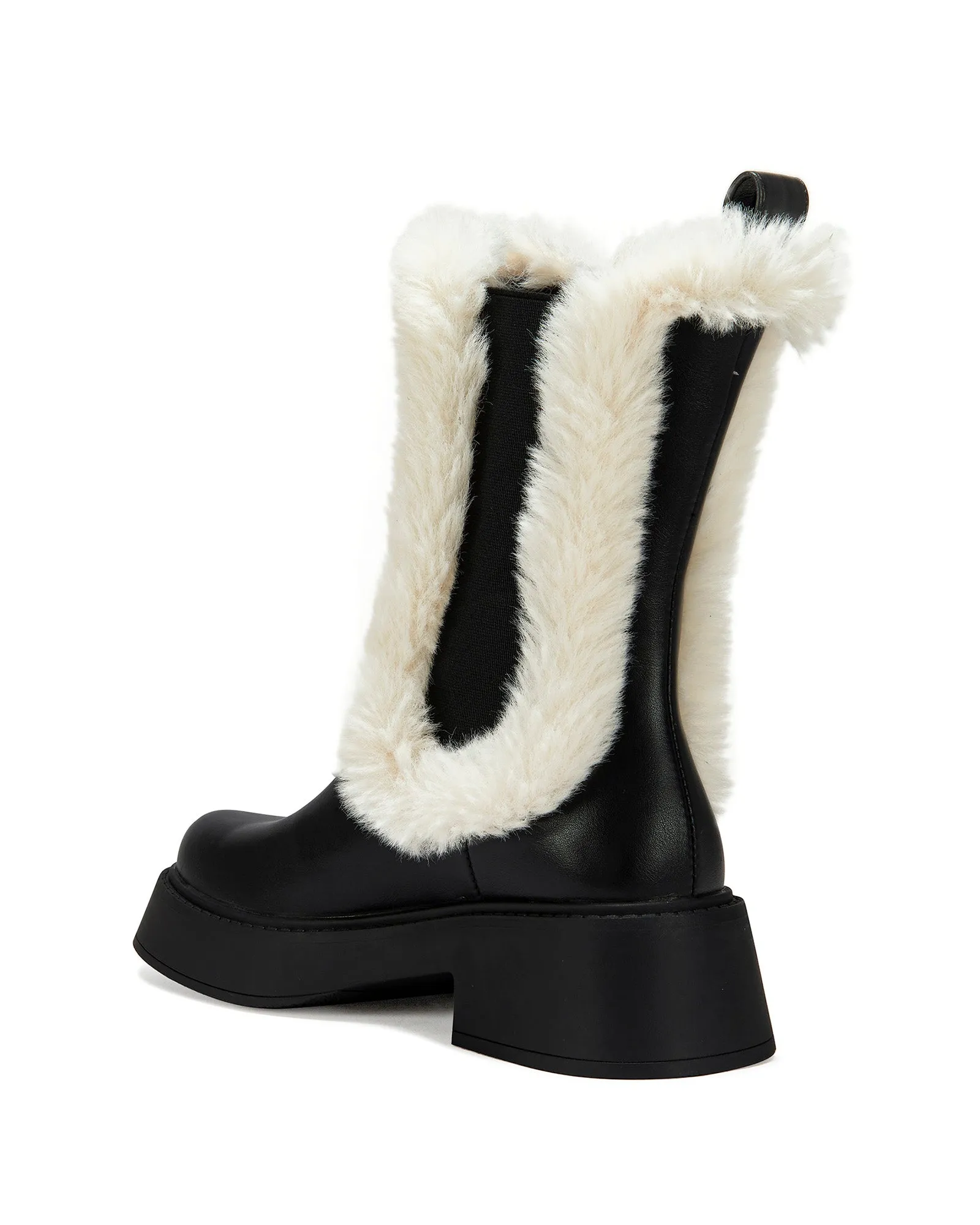 HEARTTHROB-BLACK FLUFFY CHELSEA BOOTIE