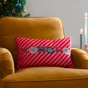 Ho Ho Ho Velvet Piped Cushion Red