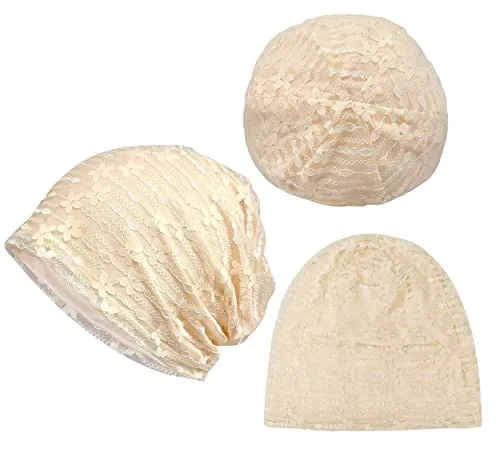 Jemis Women's Baggy Slouchy Beanie Chemo Cap for Cancer Patients (3 Pack -f)