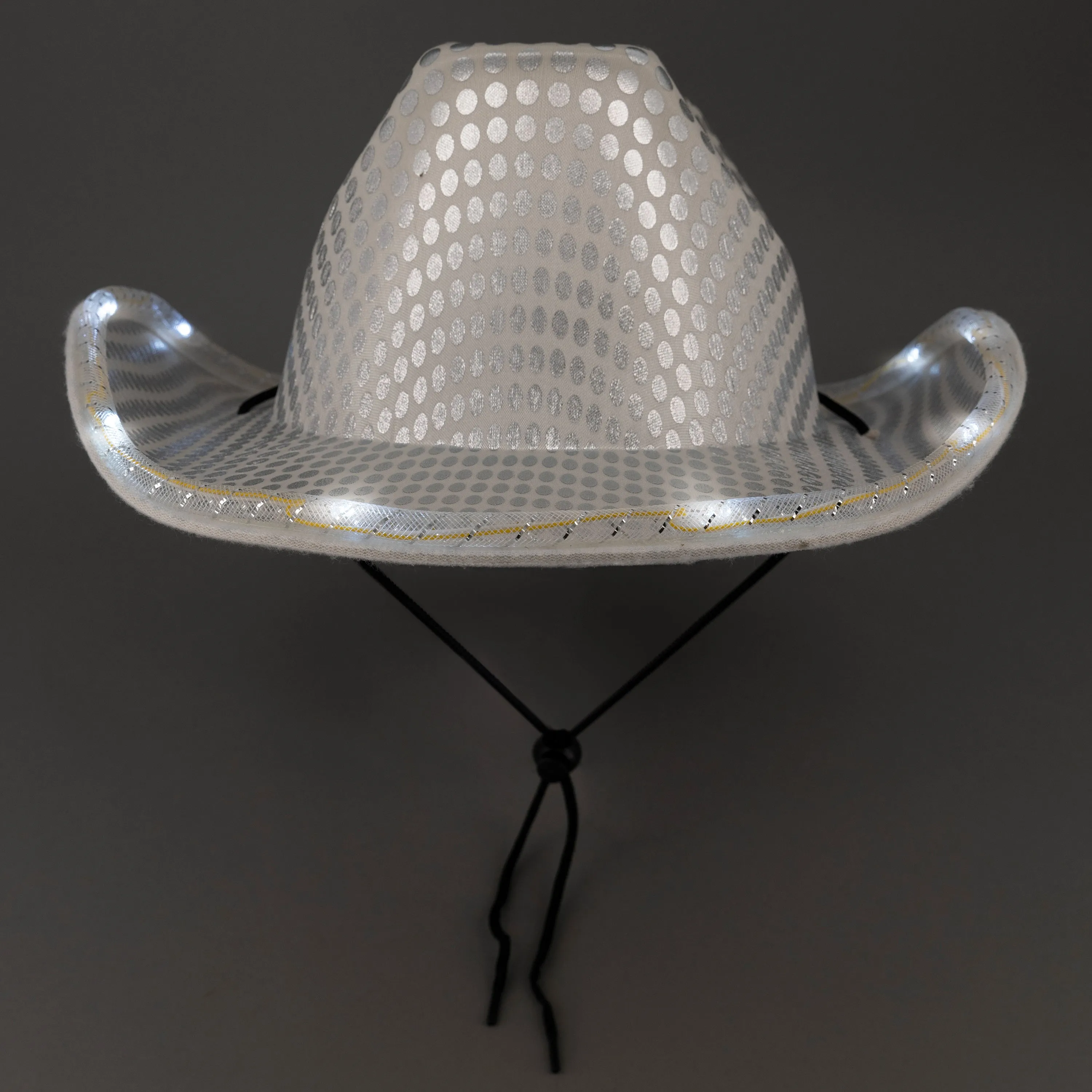 LED Light Up Flashing Sequin White Cowboy Hats - Pack of 36 Hats