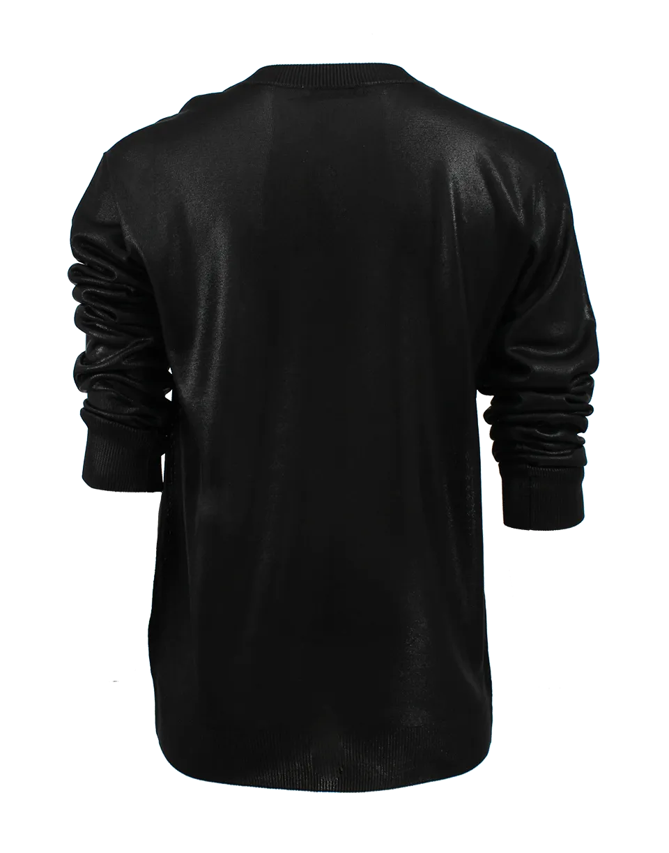 Long Sleeve Crewneck Foiled Knit Pullover
