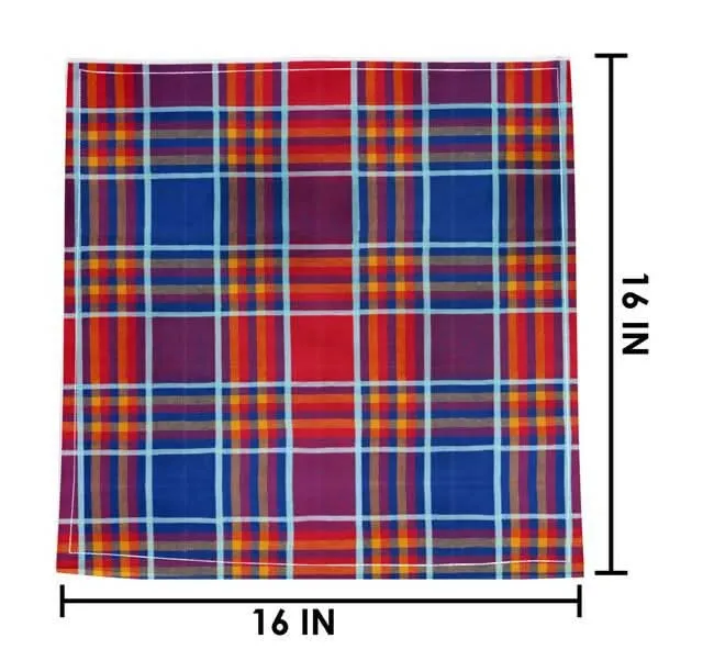 Lushomes Red Check Cotton Napkins set of 6 (16x16 in)