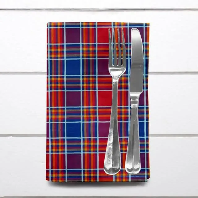 Lushomes Red Check Cotton Napkins set of 6 (16x16 in)