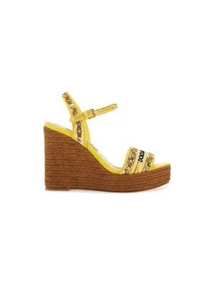 Majolica Embroidered Wedge Sandals
