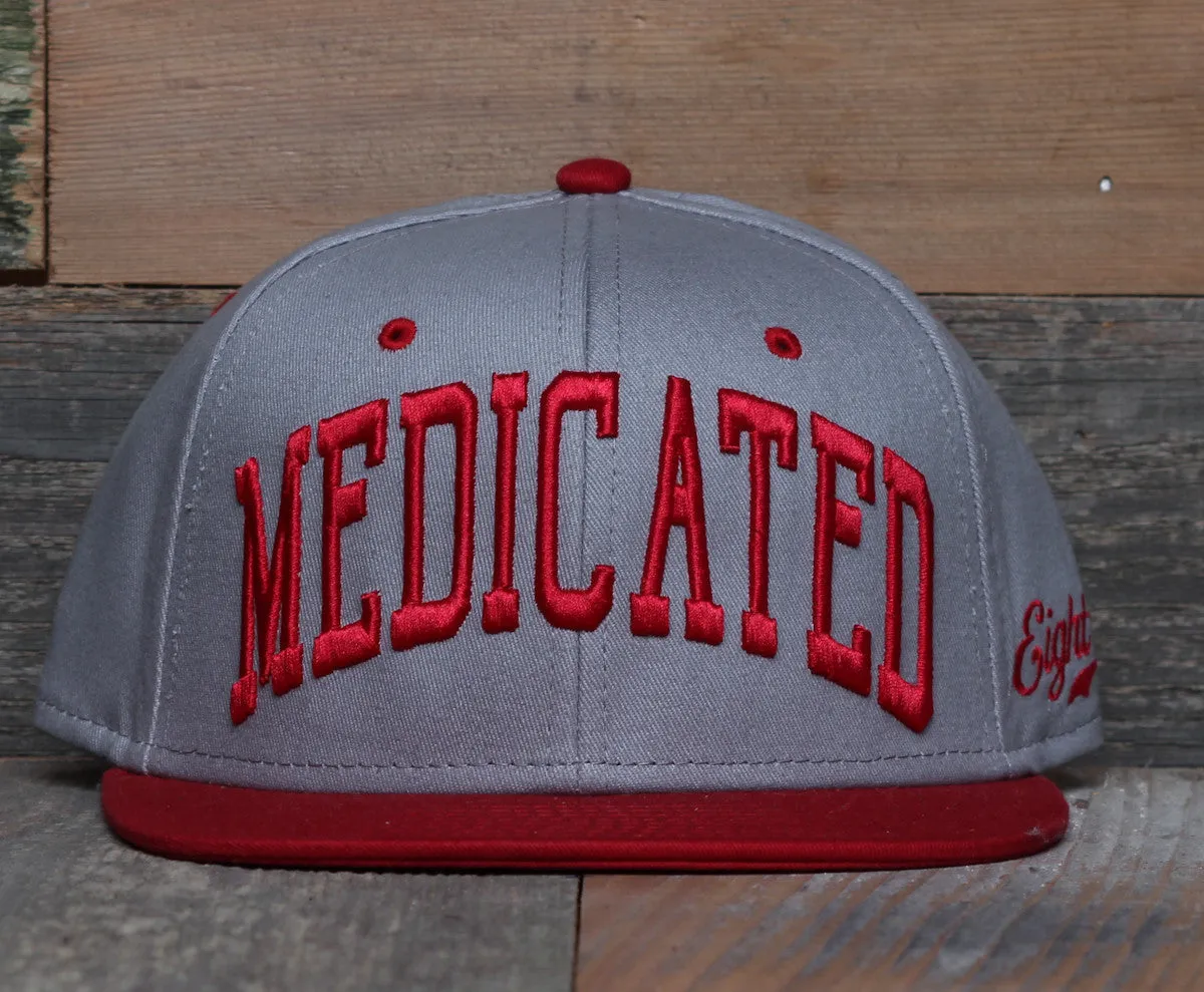 Medicated Grey / Red Snapback