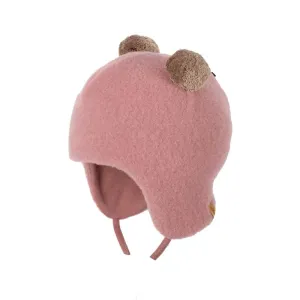 MERINO FLEECE POM POM HAT - shadow rose