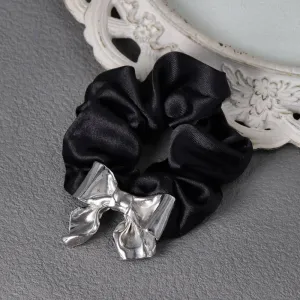 Metal Bow Black Scrunchie