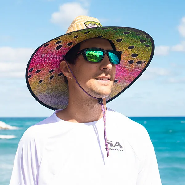 Palms Under Brim Straw Hat | Rainbow Trout