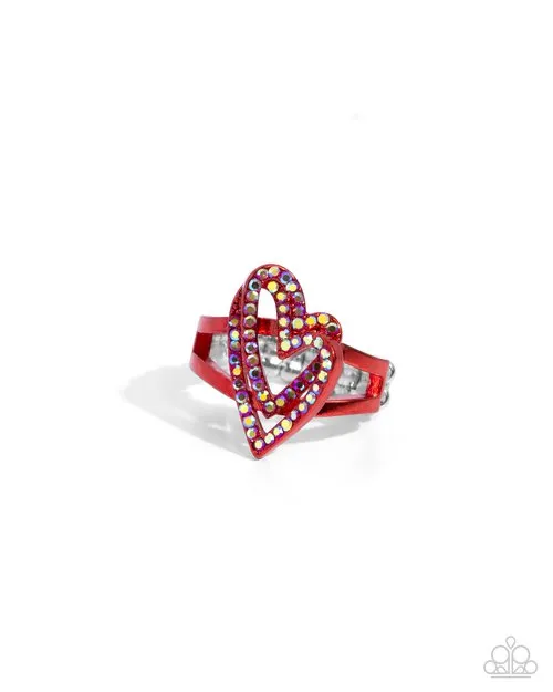 Paparazzi Ring ~ Hybrid Heart - Red