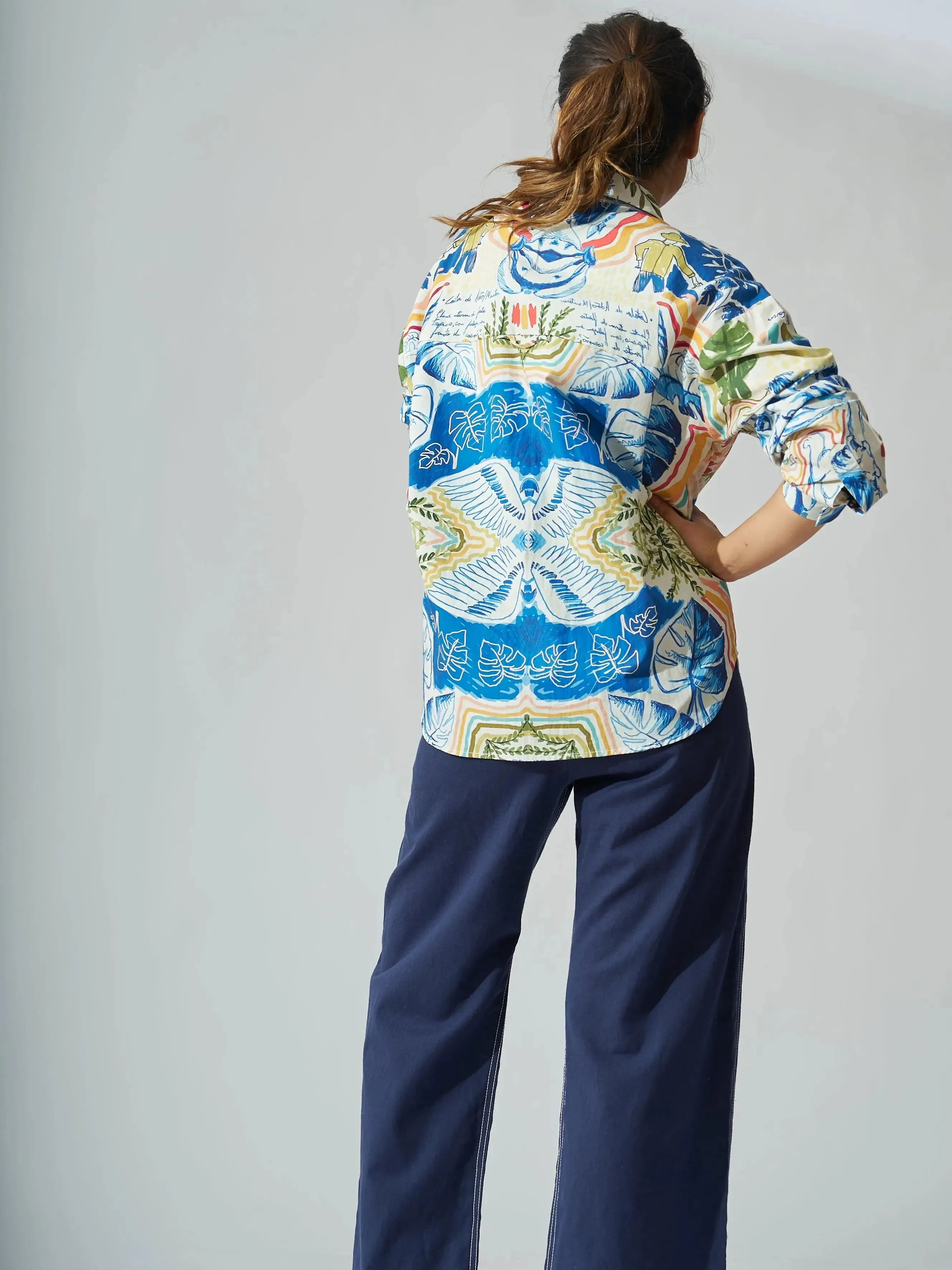 Personage Print Women Cotton Poplin Shirt