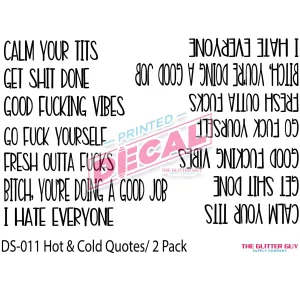 Printed Vinyl Pen Decals - Hot N Cold