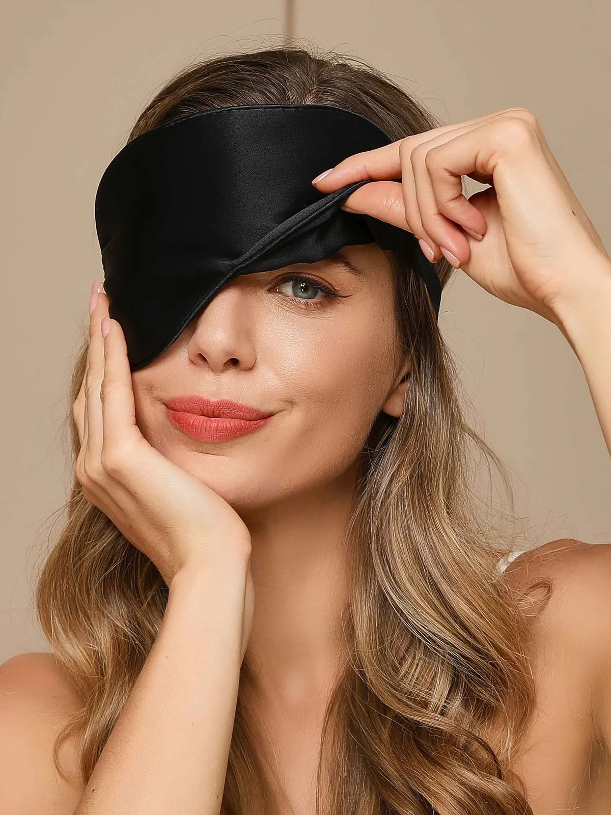 Pure Silk Solid Color Elastic Band Sleep Eye Mask