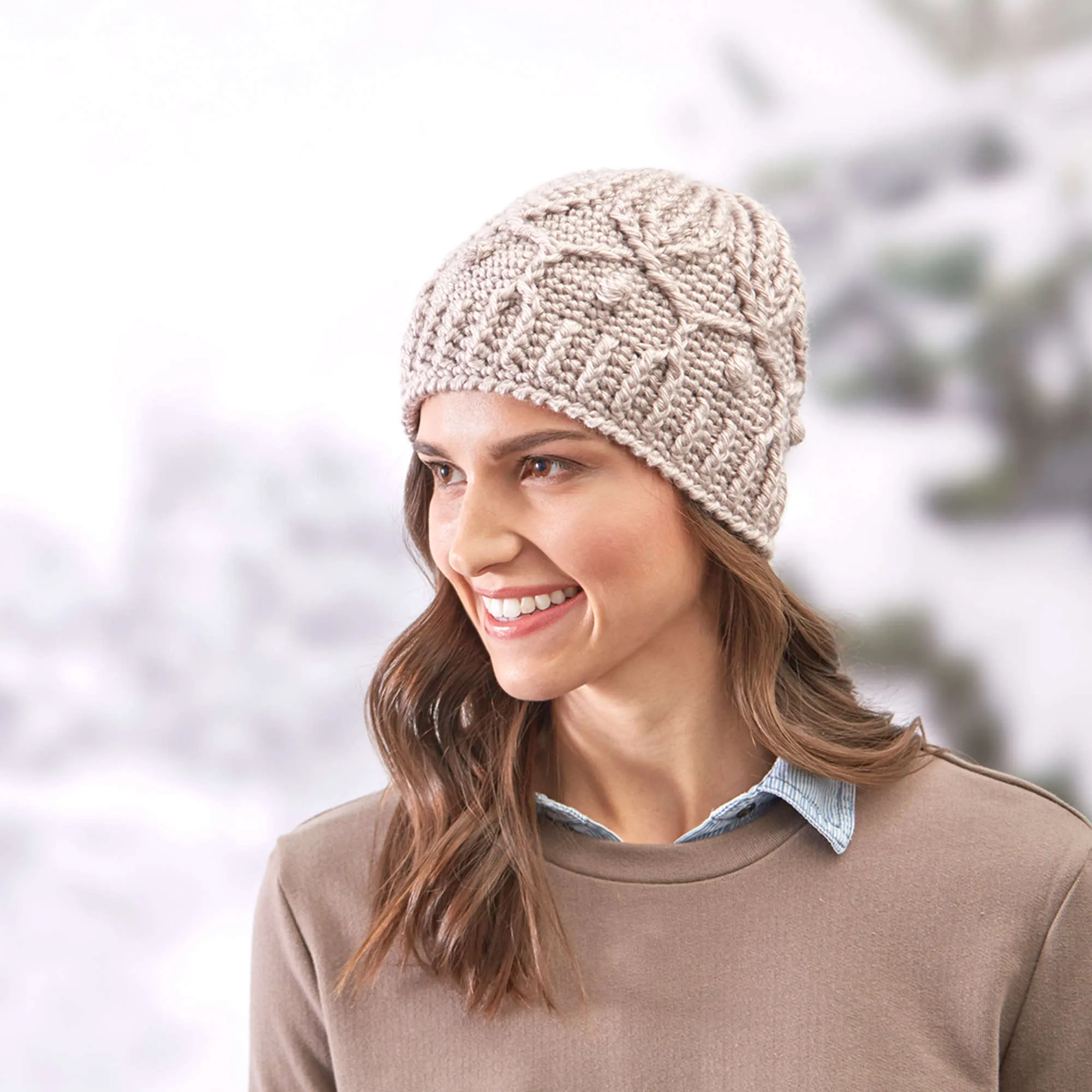 Red Heart Crochet Winter Trellis Hat