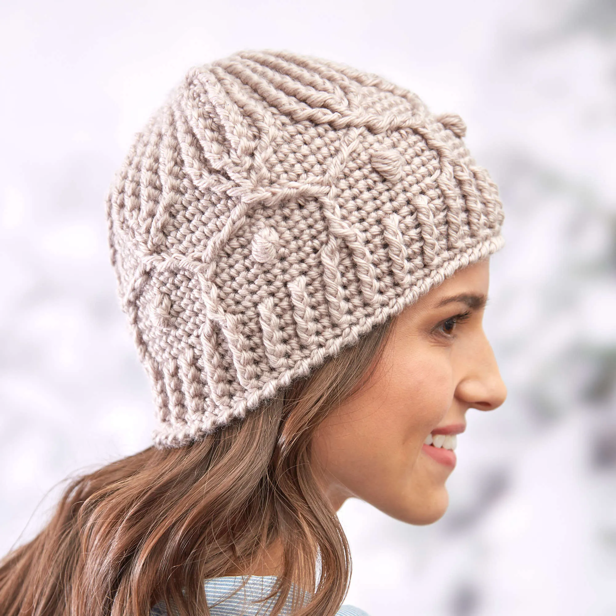 Red Heart Crochet Winter Trellis Hat