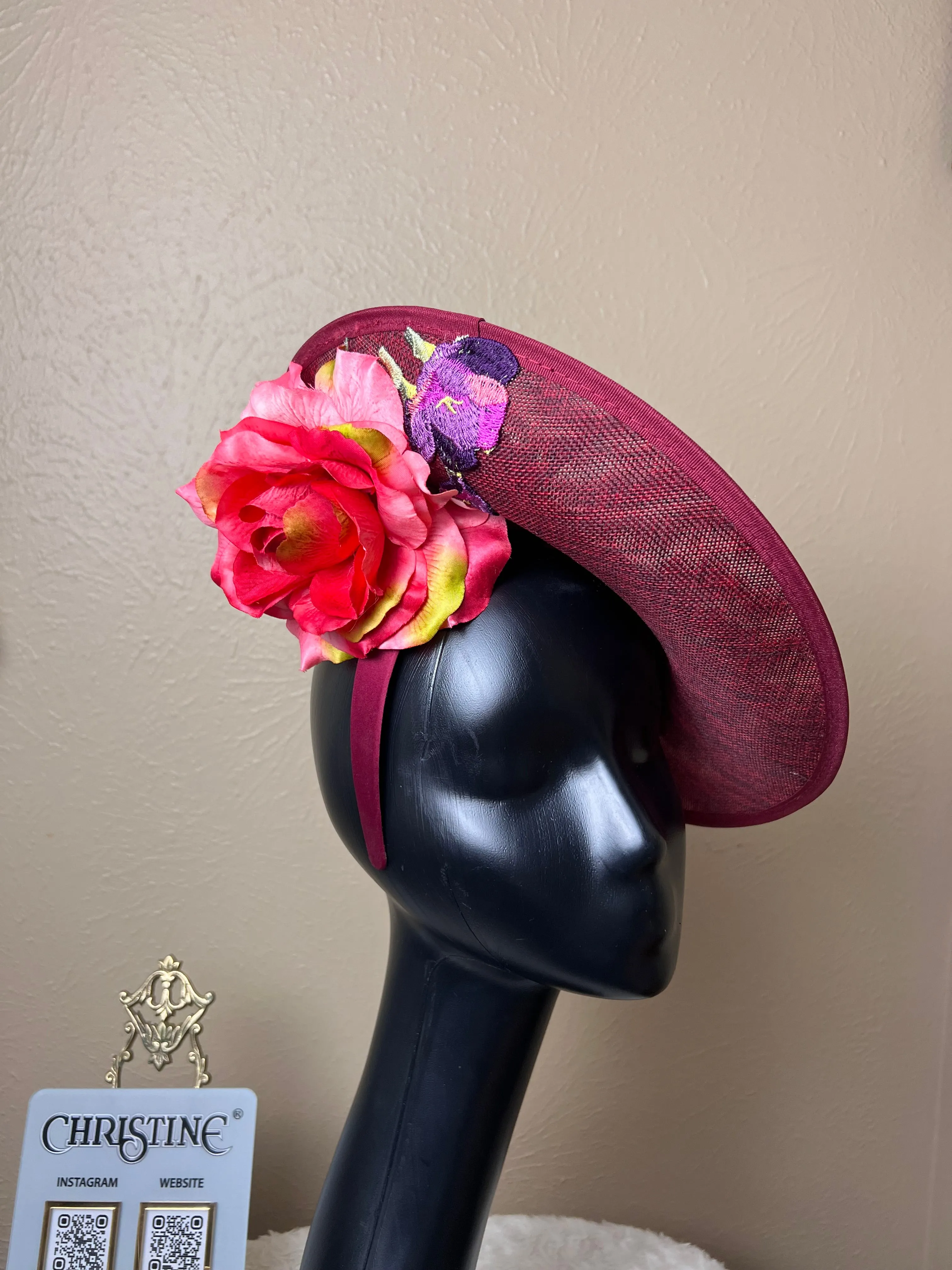 Red Pink statement hat