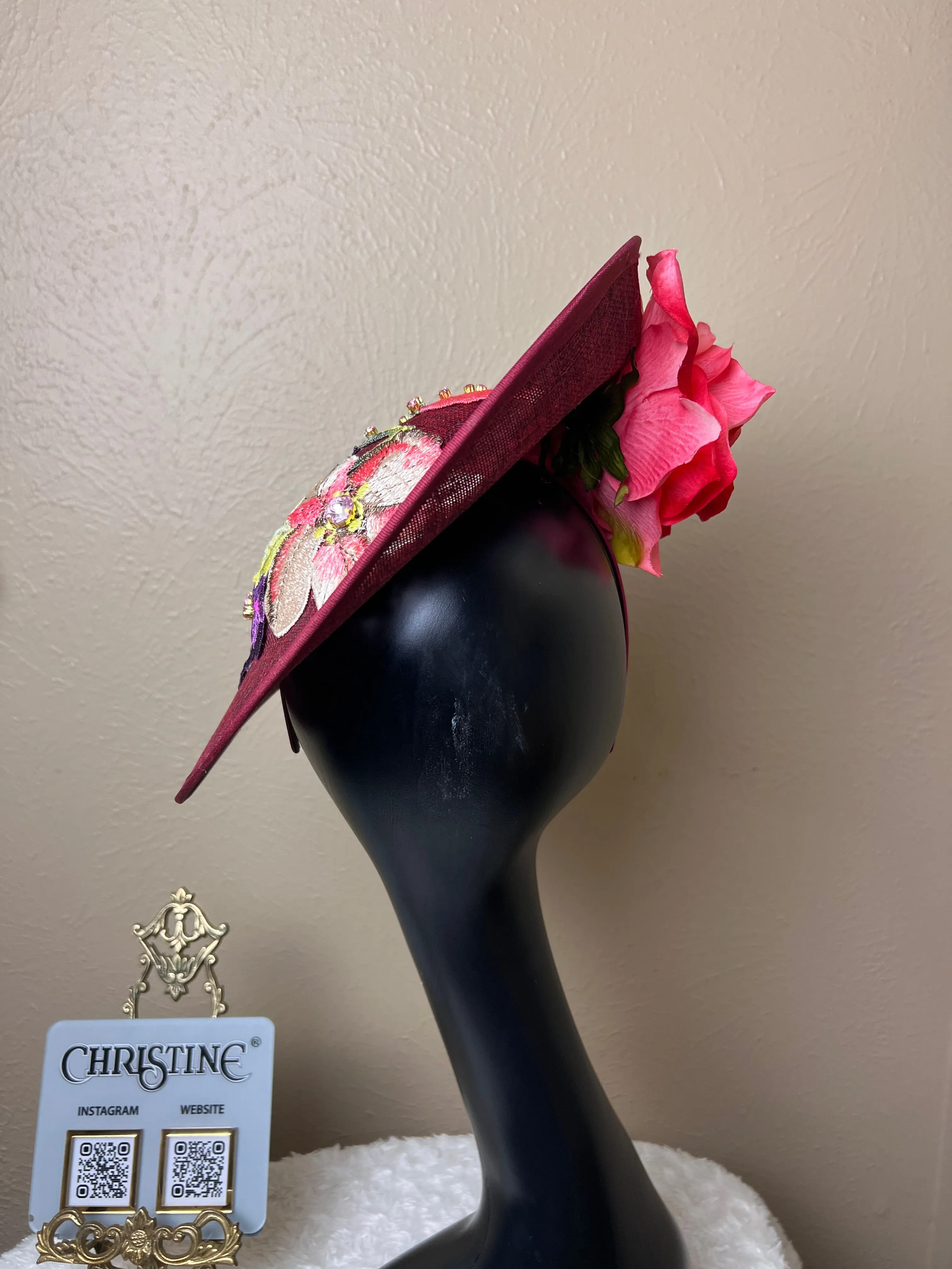 Red Pink statement hat