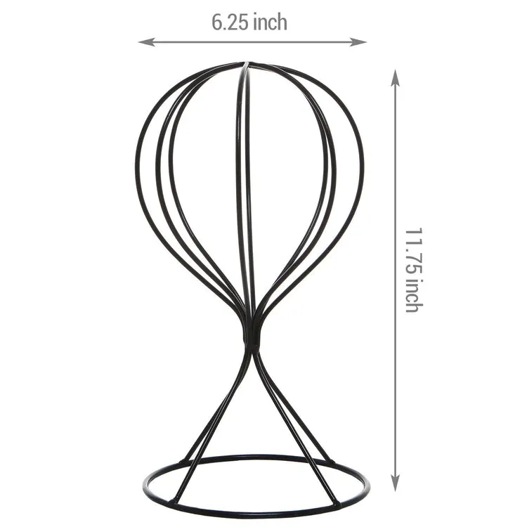 Set of 2, Black Wire Metal Hat and Cap Display Racks, Decorative Wig Holders