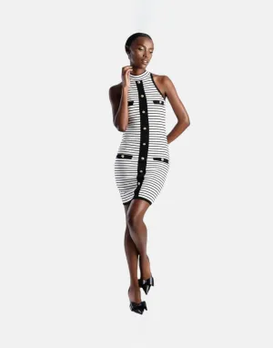 Sissy Boy Fitted High Neck Button Dress