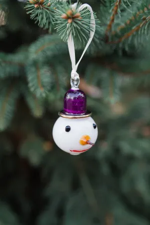 Snowman Purple Hat Ornament