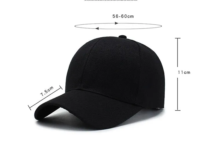 Solid-Color Baseball Cap - Adjustable Strap
