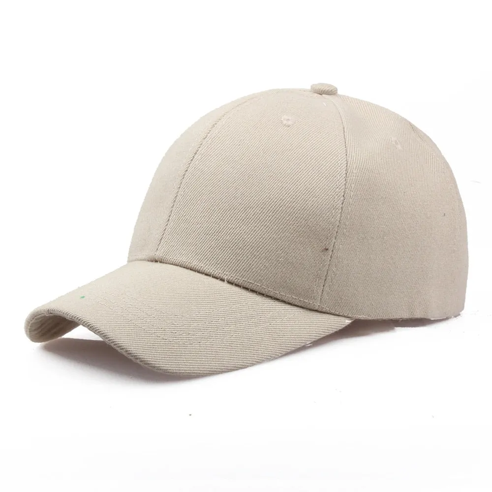 Solid-Color Baseball Cap - Adjustable Strap