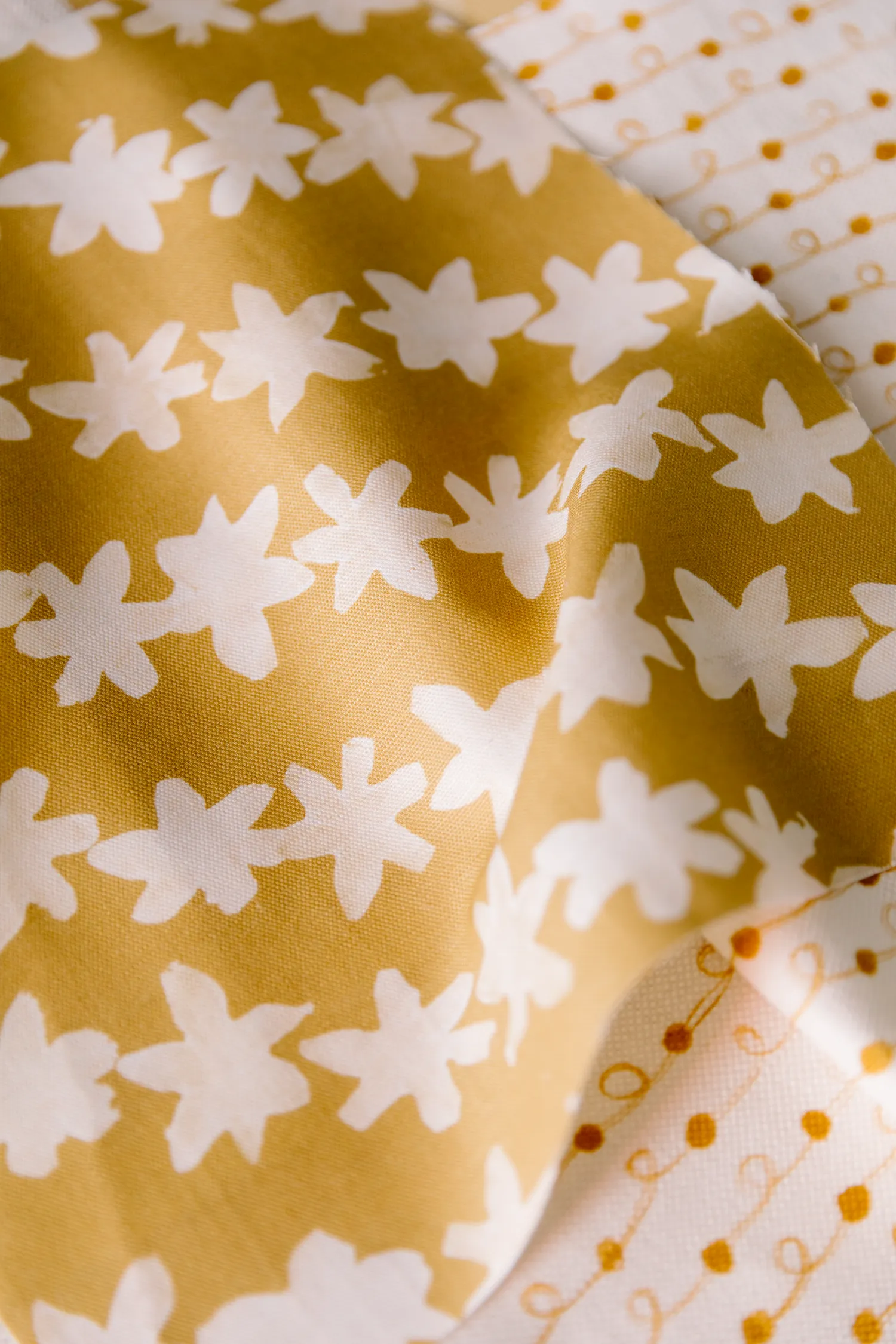 Stamped Garland Fabric in Goldenrod