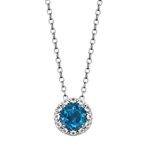 Sterling Silver London Blue Topaz & White Topaz Halo Necklace by Samuel B.