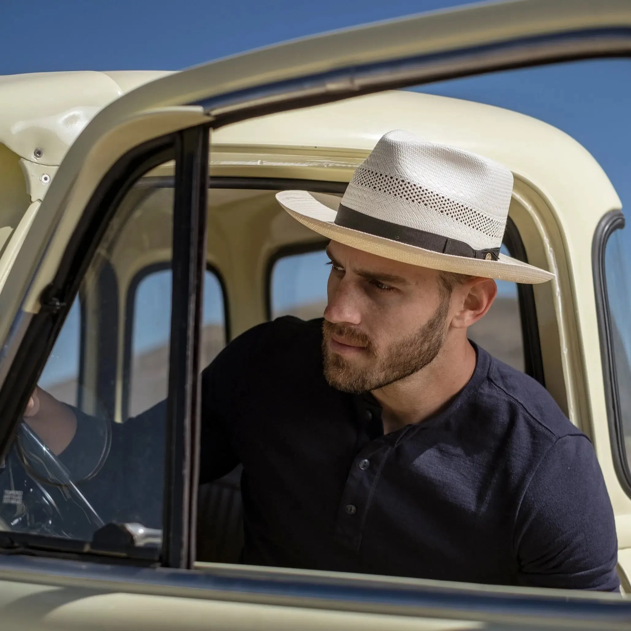 Stetson Alderton Vented Wide Brim Shantung Straw Fedora