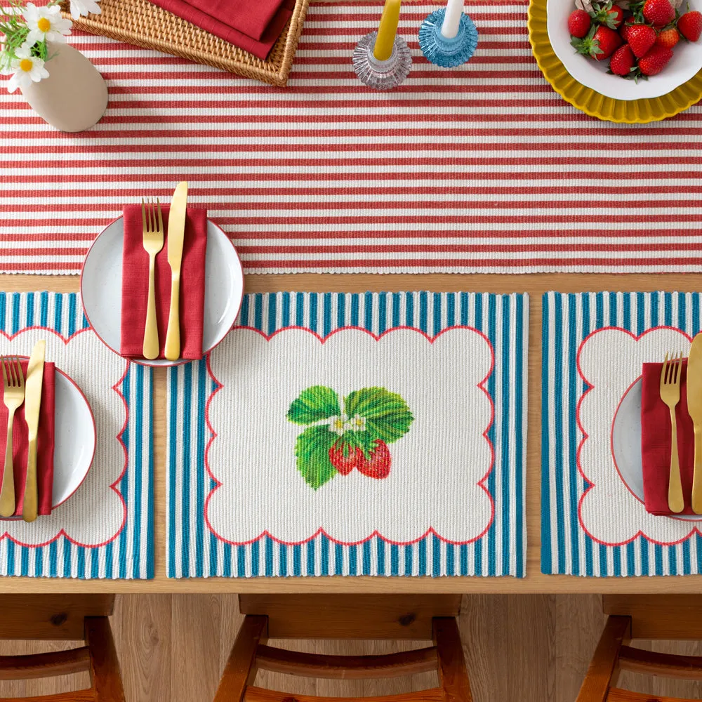 Strawberry Stripes Indoor/Outdoor Table Runner Candy Cane