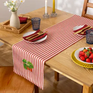 Strawberry Stripes Indoor/Outdoor Table Runner Candy Cane