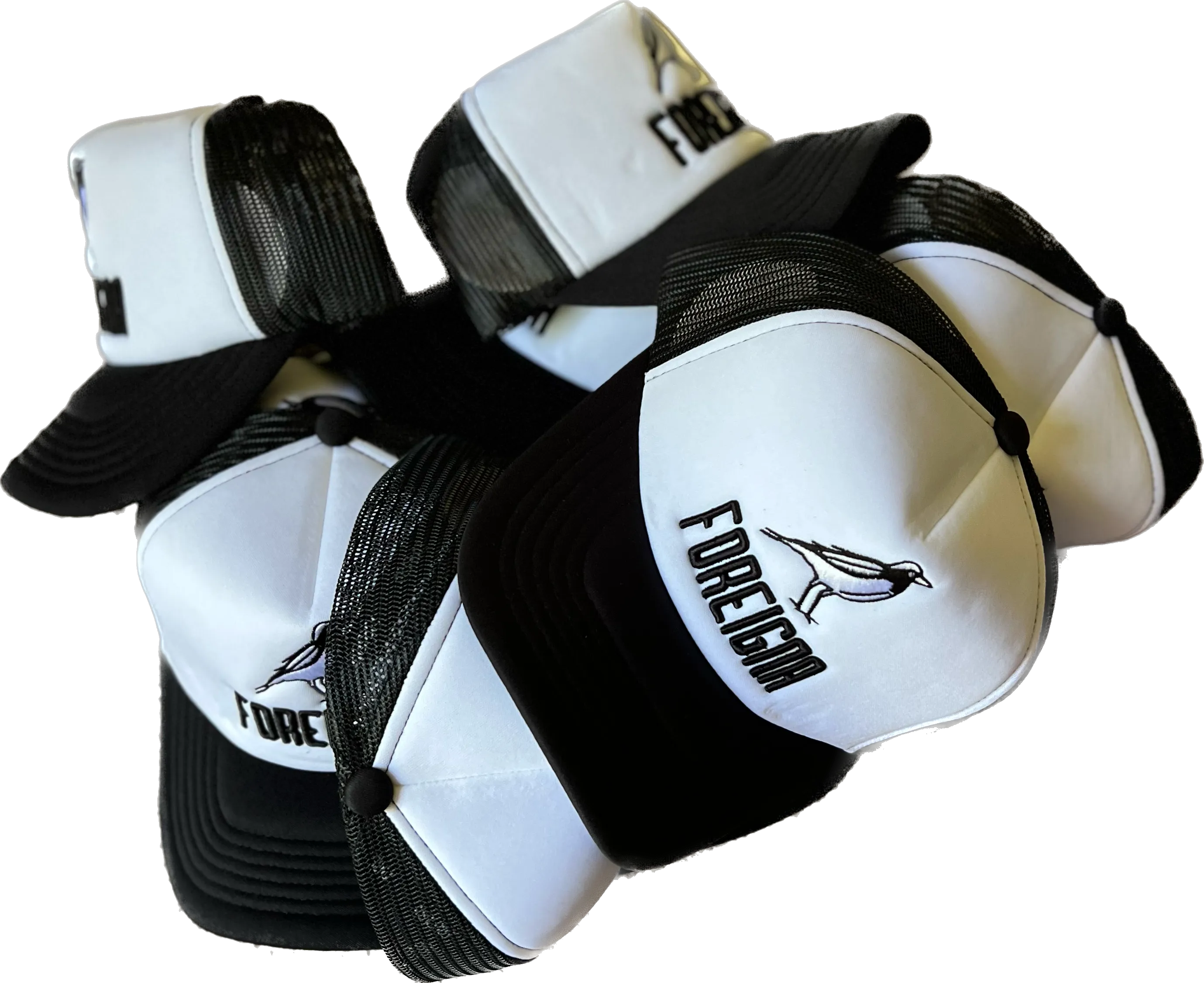 Trucker Embroidery Hats - Black/White
