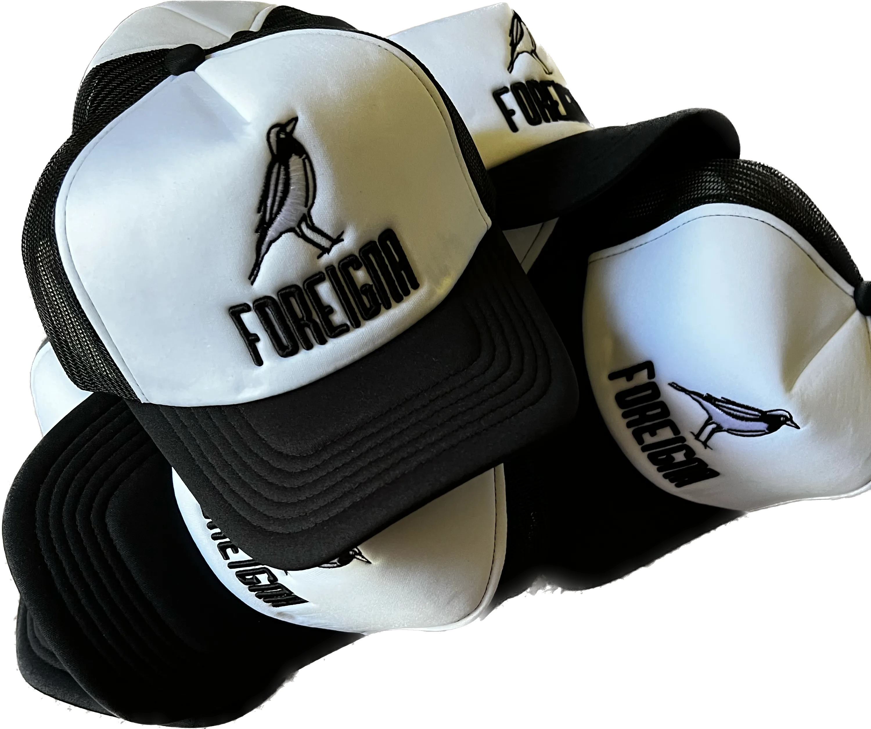 Trucker Embroidery Hats - Black/White