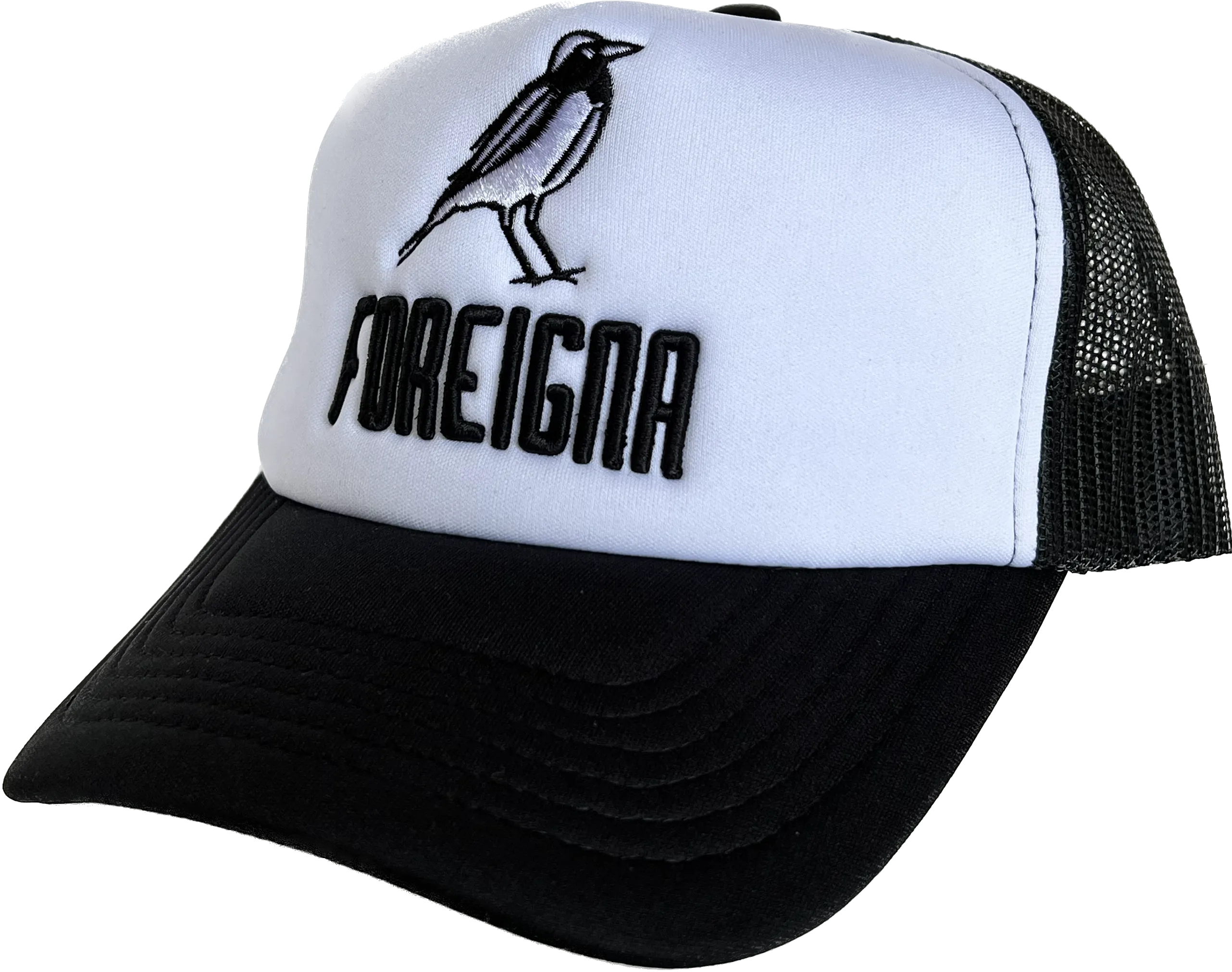 Trucker Embroidery Hats - Black/White