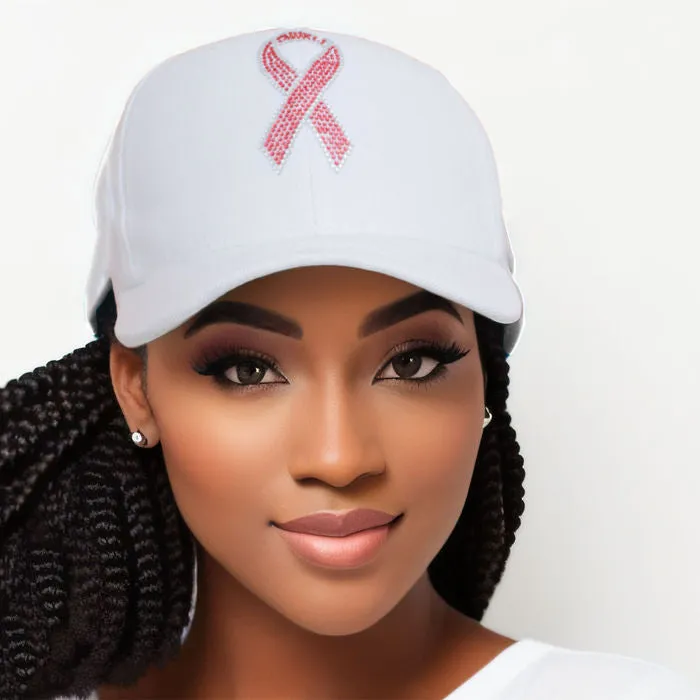 White Pink Ribbon Hat