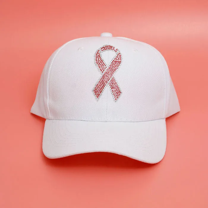 White Pink Ribbon Hat