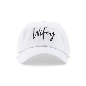 Wifey Script Embroidered White Hat