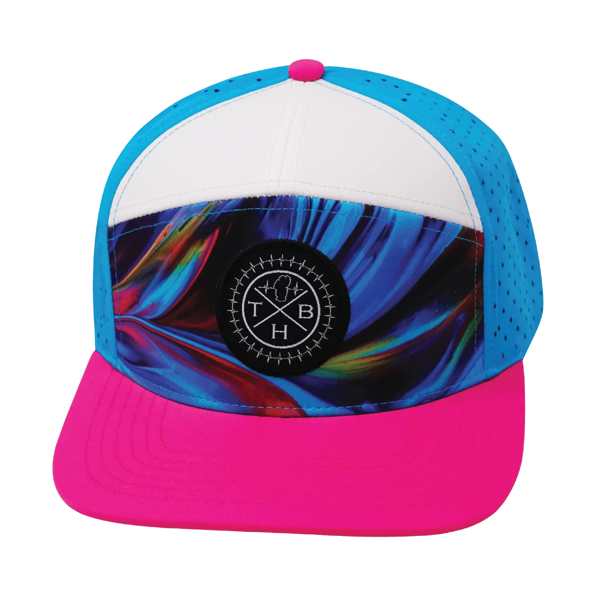 **YOUTH** Color Vibes Hat | Flat Bill | Feather Glow - Neon Pink - White - Neon Blue