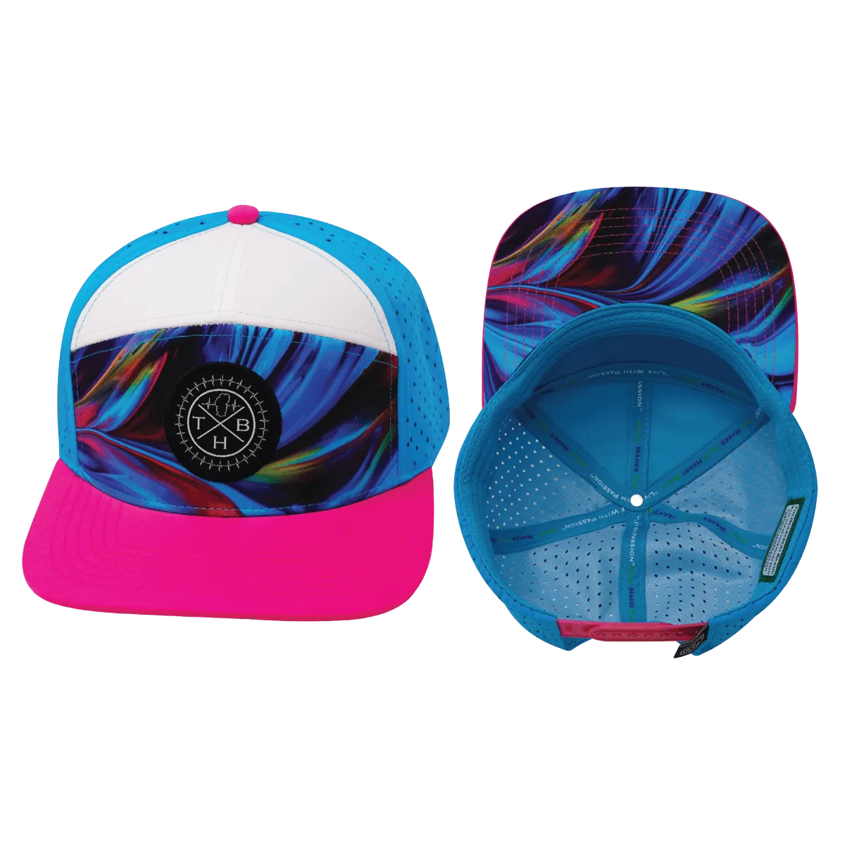 **YOUTH** Color Vibes Hat | Flat Bill | Feather Glow - Neon Pink - White - Neon Blue
