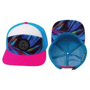 **YOUTH** Color Vibes Hat | Flat Bill | Feather Glow - Neon Pink - White - Neon Blue